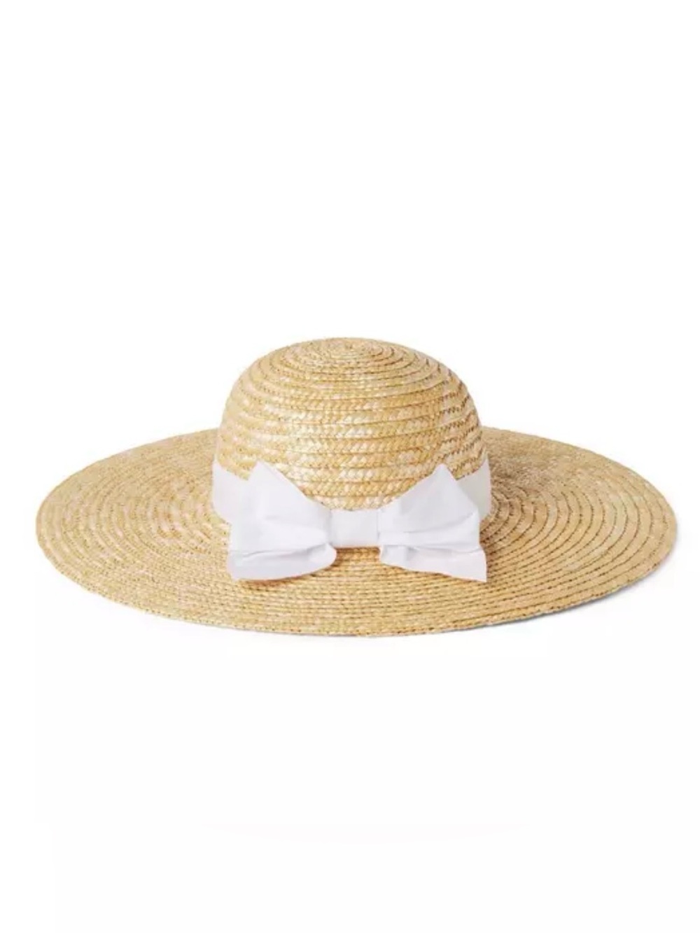 Janie and Jack Natural Straw Hat with White Bow Size 6-8Y New